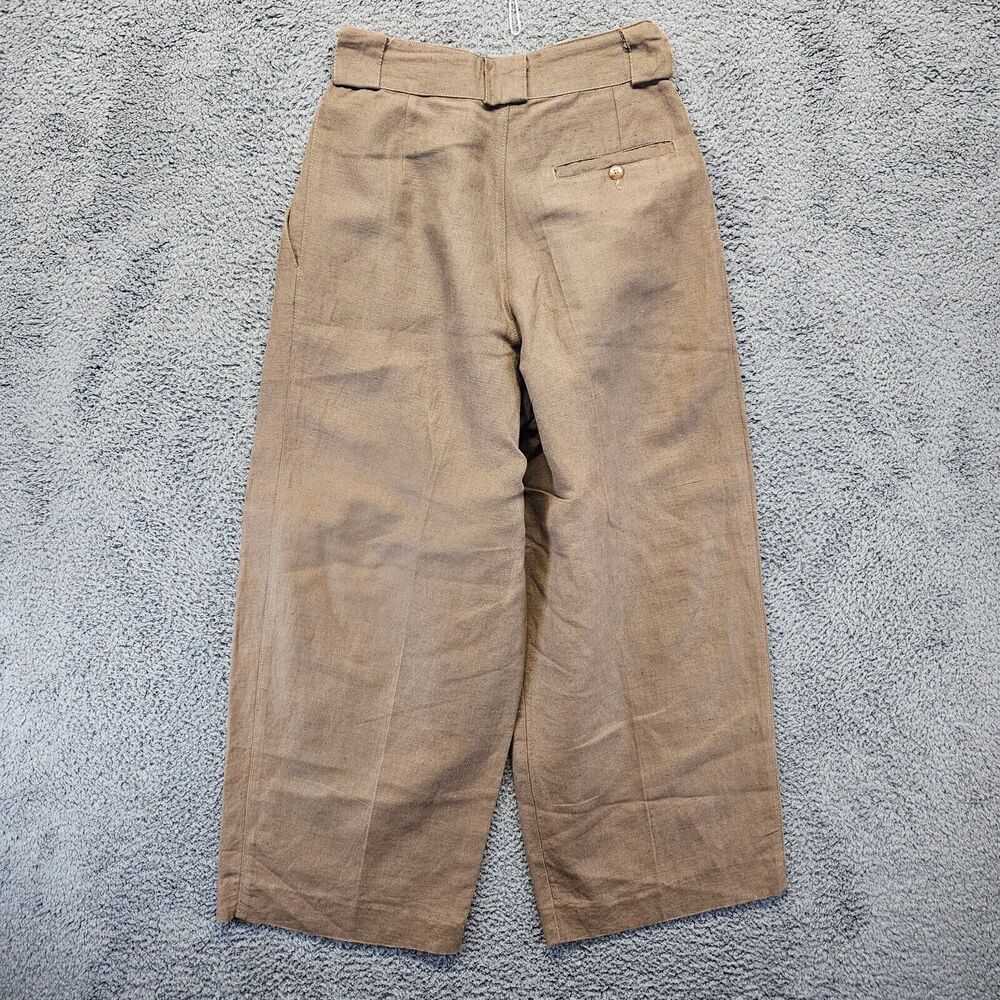 Senso Unico Pants Women Size Medium Brown Linen‎ High Rise Pleated Front - Picture 9 of 10